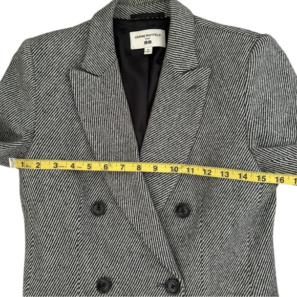 Carine Roitfeld x Uniqlo Houndstooth Gray Black Coat Long Button Up Size XS Wool - Picture 3 of 7